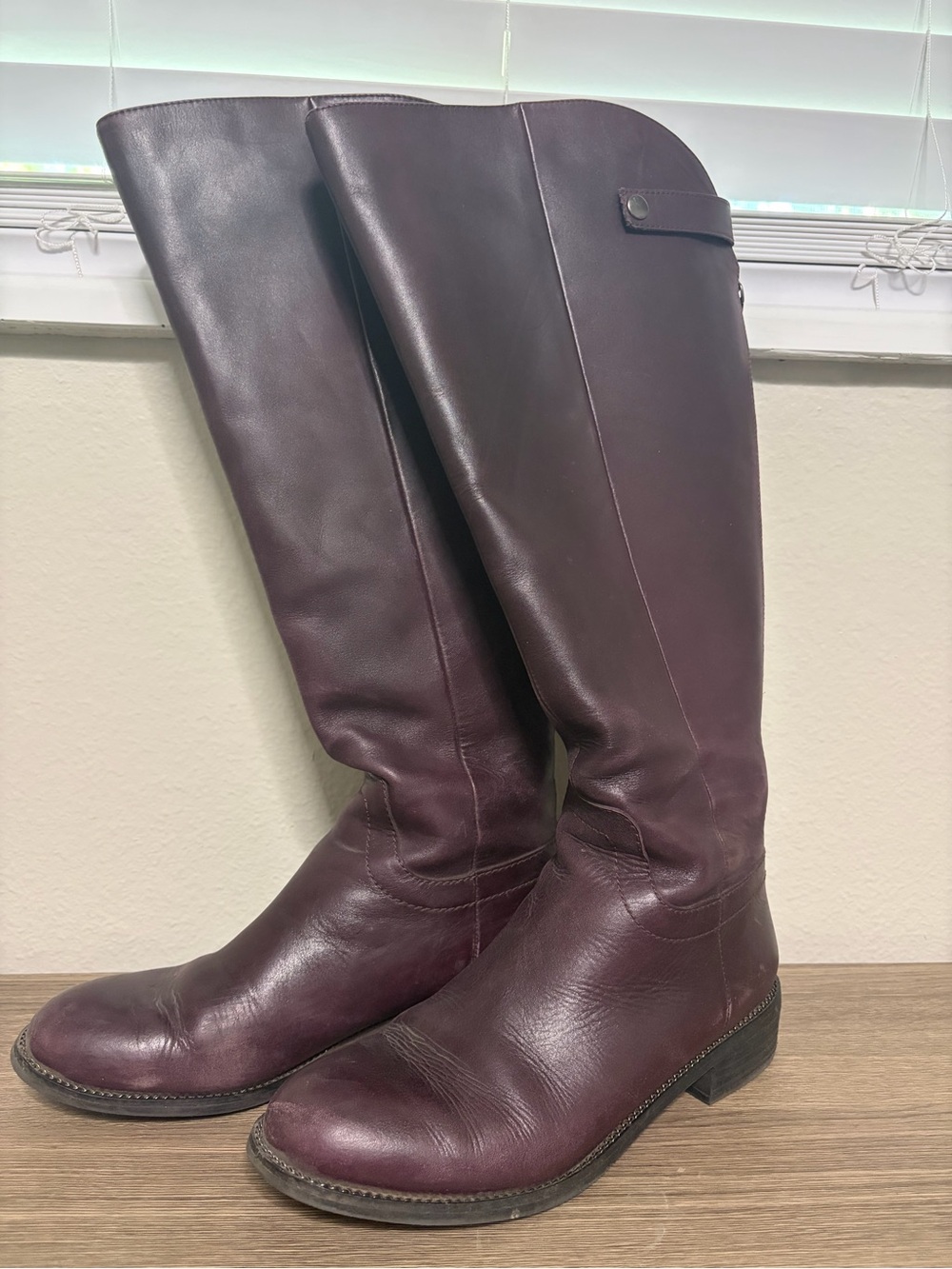 Franco Sarto Burgundy Tall Leather Riding Boots